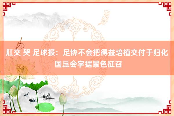 肛交 哭 足球报：足协不会把得益培植交付于归化 国足会字据景色征召